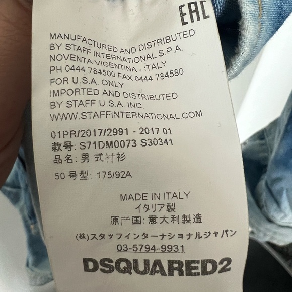 (50/L) DSQD2 Paint Splatter Denim Tye Dye Shirt - Picture 3 of 4